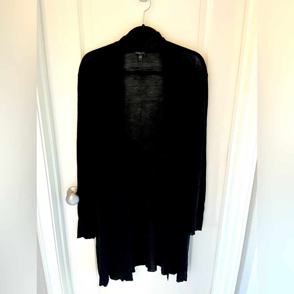 Eileen Fisher Organic Linen Cotton Airy Tuck Long Cardigan